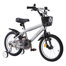 옐로우콘 아동용 데크 플러스 네발 보조 바퀴 자전거 40.6cm, 매트실버, 110cm, 1개