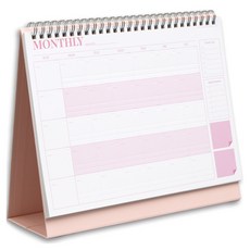 lucalab 생각함 Pressed Line 桌曆 萬年曆, 1個, 粉紅色