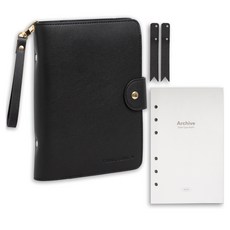 lucalab 思考2025每日A6 6孔日記本, 1個, 黑色