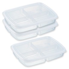 Nakaya @home 冰箱冰櫃組織 4 格共用容器密封容器 710 毫升, 保鮮盒 710ml, 3個