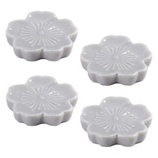 可愛櫻花陶瓷筷架, 4個, 灰色