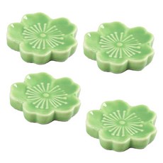 可愛櫻花陶瓷筷架, 4個, 淺綠色