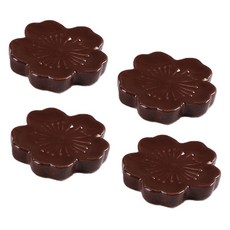 可愛櫻花陶瓷筷架, 4個, 深棕色