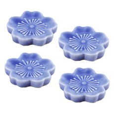 可愛櫻花陶瓷筷架, 4個, 藍色