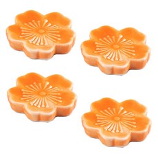 可愛櫻花陶瓷筷架, 4個, 橘色