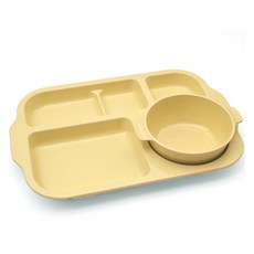 LIVING MATE 嬰幼兒用PC粉彩餐盤組, 餐盤 + 湯碗, 1套, 香草色