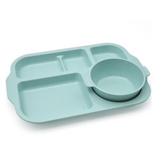 LIVING MATE 嬰幼兒用PC粉彩餐盤組, 餐盤 + 湯碗, 1套, 薄荷綠