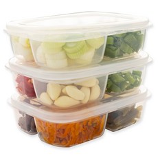 나까야 앳홈 냉장고 정리 소분 4칸 나눔 밀폐 용기 D, 3개, 620ml