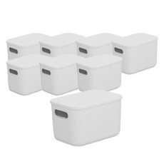 AllULiving 附蓋式食品收納箱, 8個, 白色, 小型(19 x 27 x 16 cm)