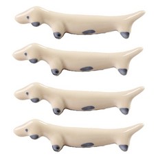 臘腸狗陶瓷筷架, Ivory, 4個