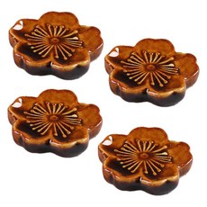 可愛櫻花陶瓷筷架, 4個, 棕色