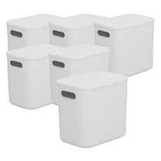 AllULiving 附蓋式食品收納箱, 6個, 白色, 小深型(19 x 27 x 24 cm)