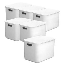 올유리빙 뚜껑형 팬트리 리빙박스, 화이트, 대형(27 x 37 x 25 cm), 6개
