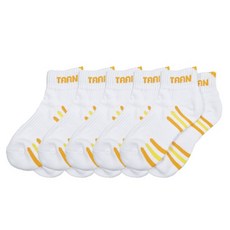 탄 여성용 스포츠 양말, 옐로우, 5개