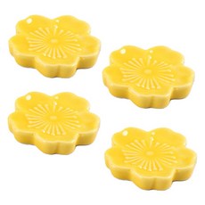 可愛櫻花陶瓷筷架, 4個, 黃色