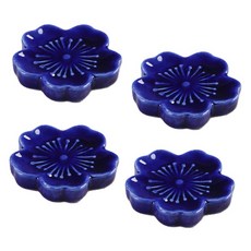 可愛櫻花陶瓷筷架, 4個, 深藍色