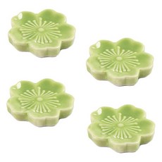 可愛櫻花陶瓷筷架, 4個, 綠色