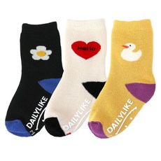 데일리라이크 아동용 포인트 기모 보온 삭스 3족 세트