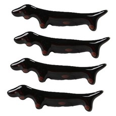 臘腸狗陶瓷筷架, 黑色, 4個
