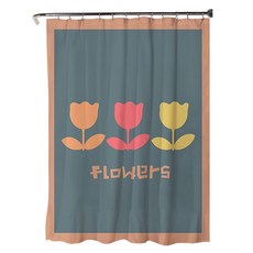 마켓감성 모던프룻 방수 샤워커튼, 플라워, 1개