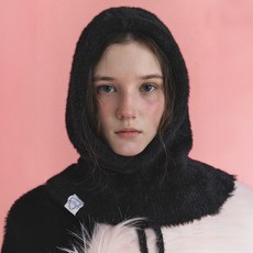 POESIE D'AME 針織巴拉克拉法帽 IN WING, BLACK, 1個