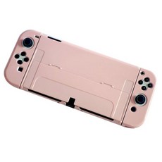 daysoy 附支架 Nintendo Switch 硬殼保護套 OLED, 單一商品, 02 粉紅色, 1個