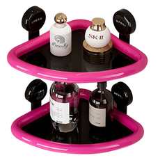 더자카 무타공 라운드 욕실 코너 선반, 블랙, 2개