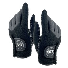 ANYGOLF 男士冬季刷毛矽膠高爾夫手套 雙手用, 黑色, 1組