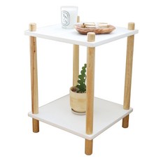 TREESTORE 方形實木床頭櫃, 白色, 1個