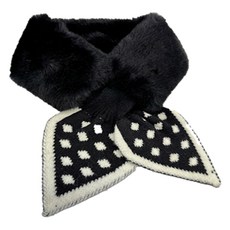 GowoonGolf 羊毛針織水貂毛高爾夫頸圍, 黑色圓點, 1個