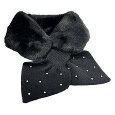 GowoonGolf 羊毛針織水貂高爾夫圍脖, 黑色方晶, 1個