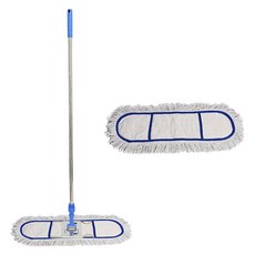 Cleanmate 強力平板拖把組 (60cm拖把布2入+拖把桿), 1組, 白色