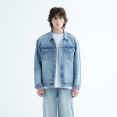 LAB101 男士褶飾石洗丹寧卡車司機夾克