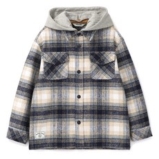 renoma kids 男童用可拆卸連帽格紋襯衫式外套 R2441J009