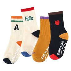 Dailylike 兒童款亮點中筒襪4雙套組