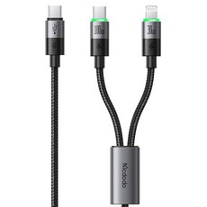 Mcdodo 麥多多 二合一 Type-C轉Type-C+8-pin 100W 高速充電多功能PD傳輸線, 黑色, 1.5m, 1個