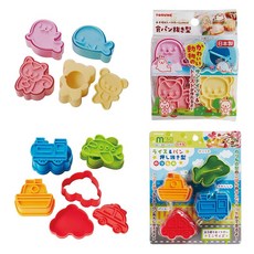 TORUNE 便當裝飾 海洋與森林的朋友們 吐司模具 + 交通工具 吐司飯糰模具組合, 1套, 混合色