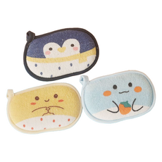 FUTURO LAB 柔軟超細纖維海綿沐浴毛巾3件組, 1套, 海軍藍, 藍色, 黃色