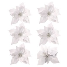 聖誕樹裝飾聖誕紅花, 銀色, 6個