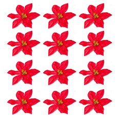 聖誕樹裝飾聖誕紅花, 紅色, 12個