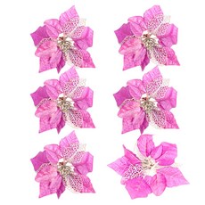 聖誕樹裝飾聖誕紅花, 紫色, 6個