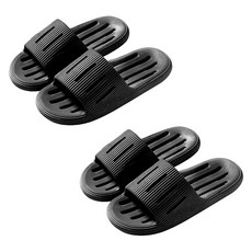 마켓감성 라인 물빠짐 욕실화 2p, 블랙, 1개