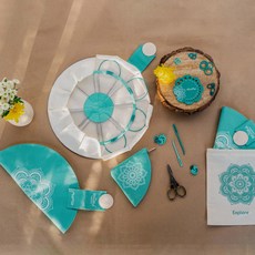 TheMindfulCollection yarna KnitPro 固定式短針頭組 25cm 36320, 1套, 薄荷綠(配件), 銀色(輪針)