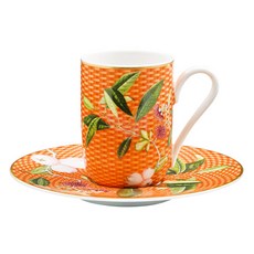 Raynaud Limoges Tresor 濃縮咖啡杯盤組, 1套, 花卉橘