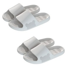 언헤브 욕실 곰 그림자 욕실화, E 그레이, 2개