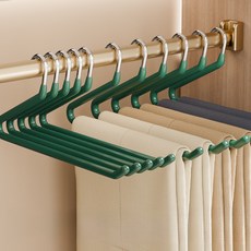 역방향 논슬립 프리미엄 엔드 코팅 바지걸이, 그린, 10개