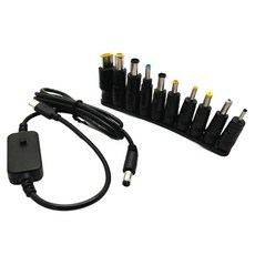 AUTO CREW C type PD to DC 轉換線轉接頭 10件組 65W, 1套, 黑色, 120cm