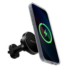 요거 맥세이프 차량용 마그네틱 충전기 무선 고속 충전 자석 거치대, 블랙