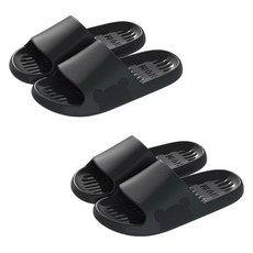 언헤브 욕실 곰 그림자 욕실화, D 블랙, 2개