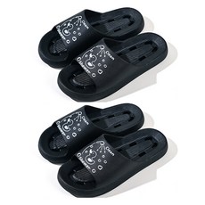 마켓감성 클린 미끄럼방지 욕실 슬리퍼, 검정, 2개